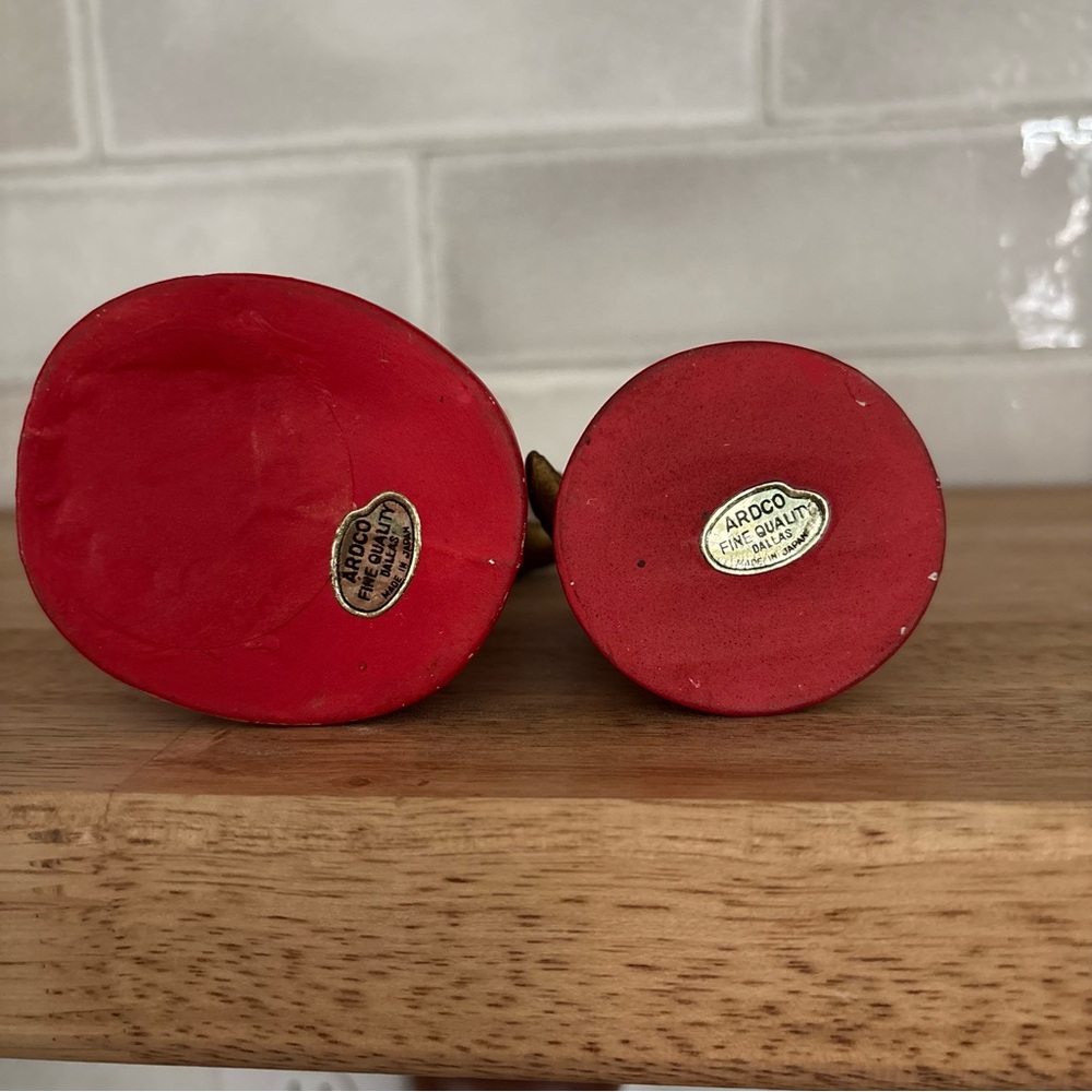 Vintage Set 2 Pair Ardco Japan Red Angel Candleholder Taper Candles Retro Deco - Picture 5 of 10